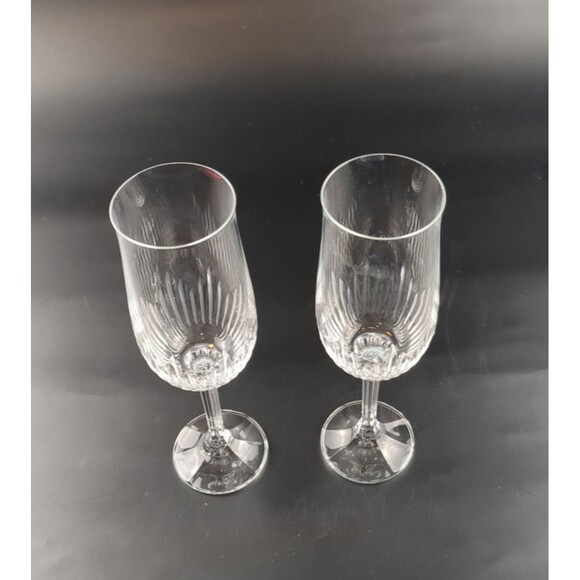 2 Champagne Flutes 8” Tall 1.75” Mouth & 2.5” Base VTG Toasting Celebration - Picture 4 of 9